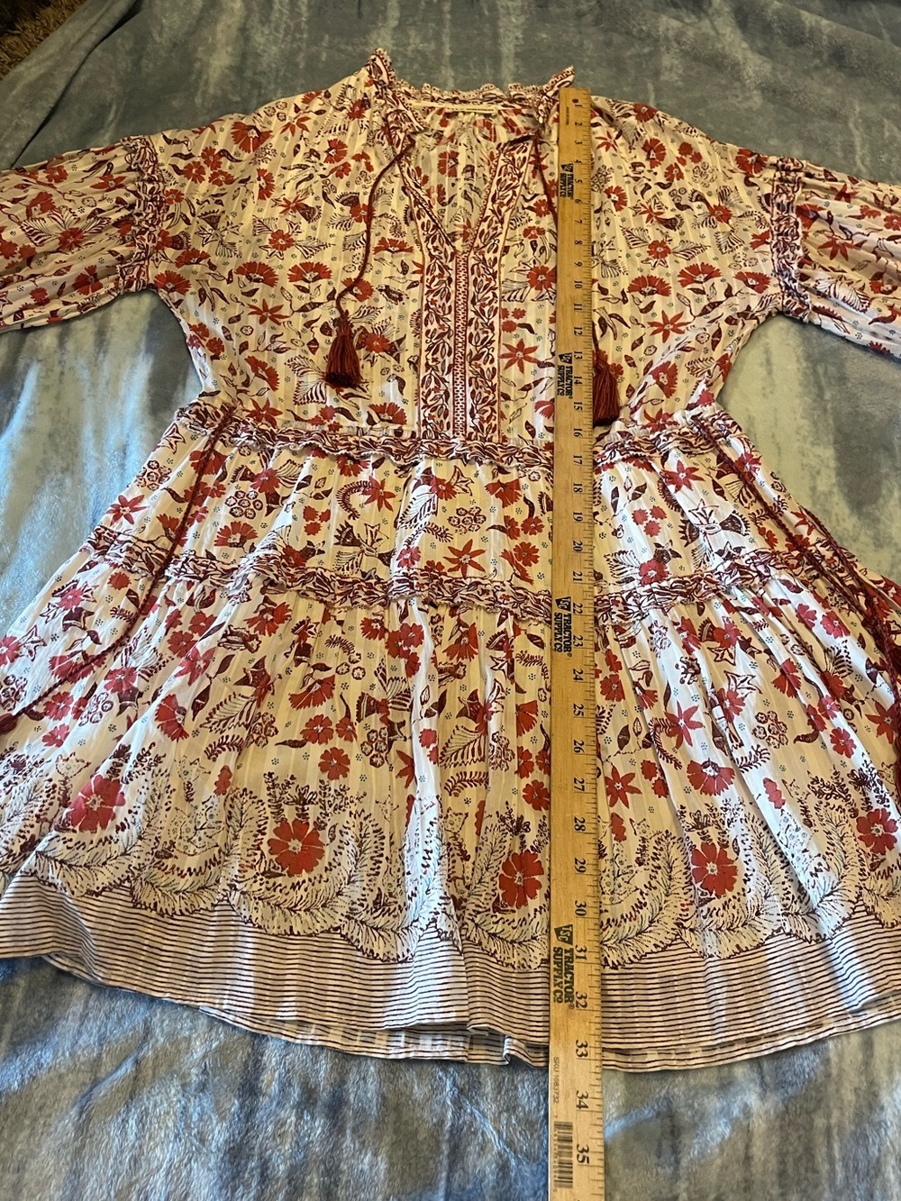 ULLA JOHNSON Marigold Cream Long Sleeve cotton puff ballon sleeve mini dress - Picture 10 of 14